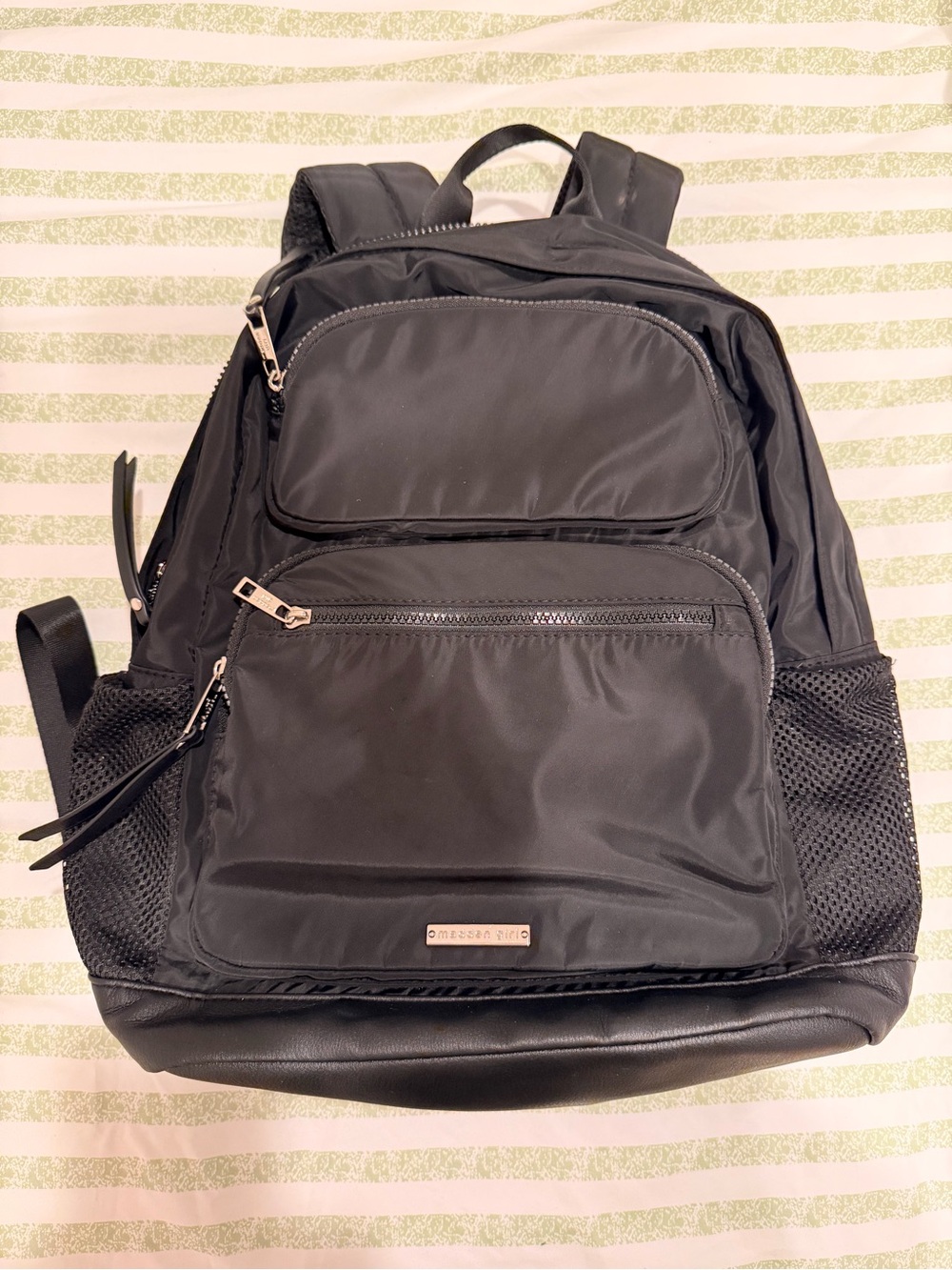 Madden Girl Black Nylon Backpack with Mesh Side Pockets